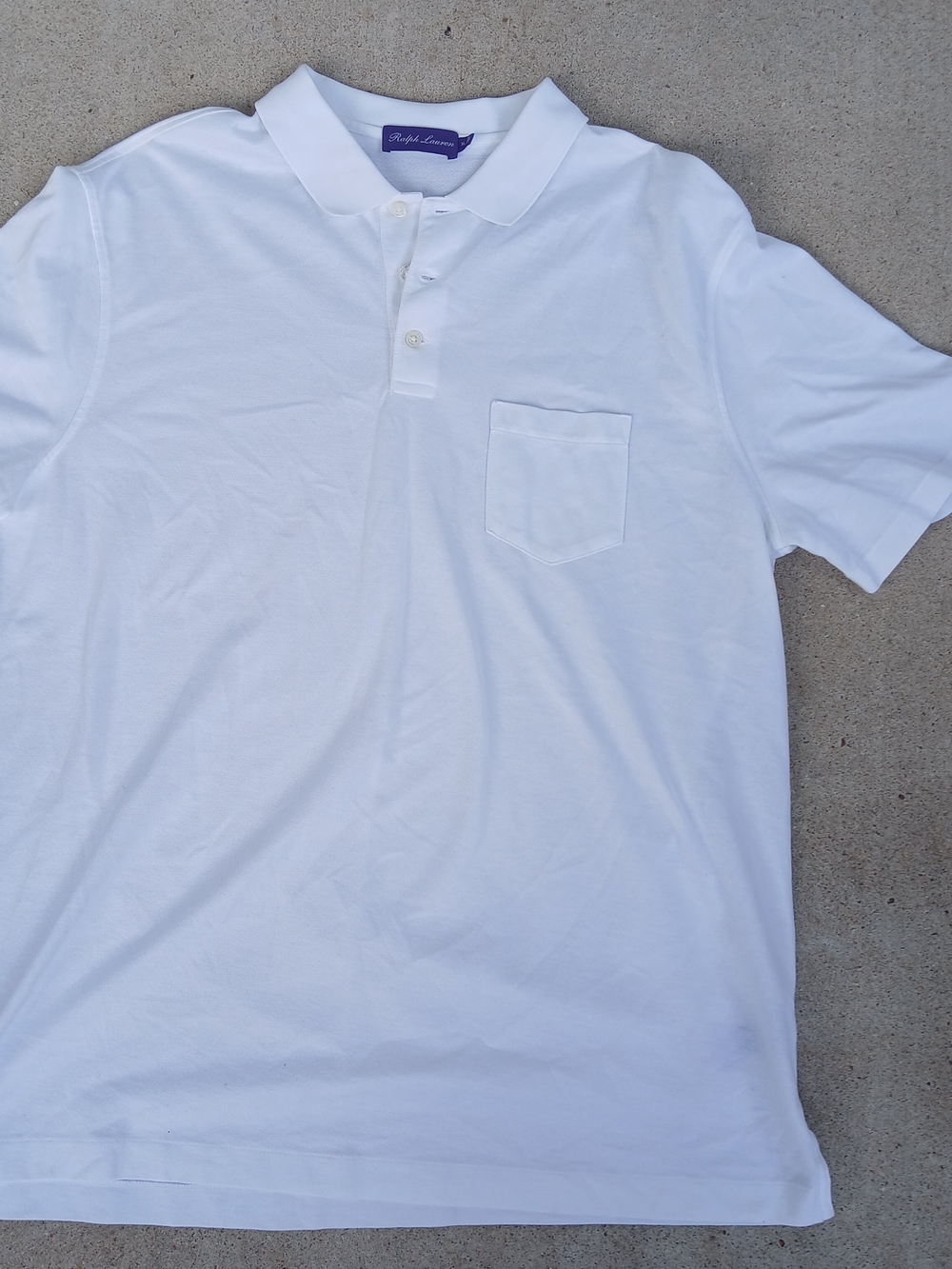 Purple Label Ralph Lauren White Short-Sleeve Polo with Chest Pocket Size XL